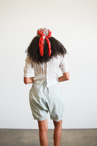 Edwardian Cotton Viole Capsleeve Blouse