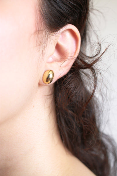 1980s Gold Plated Oval Droplet Earrings