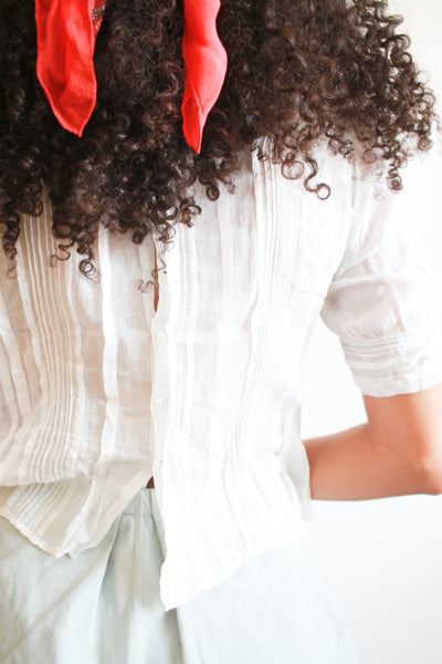 Edwardian Cotton Viole Capsleeve Blouse