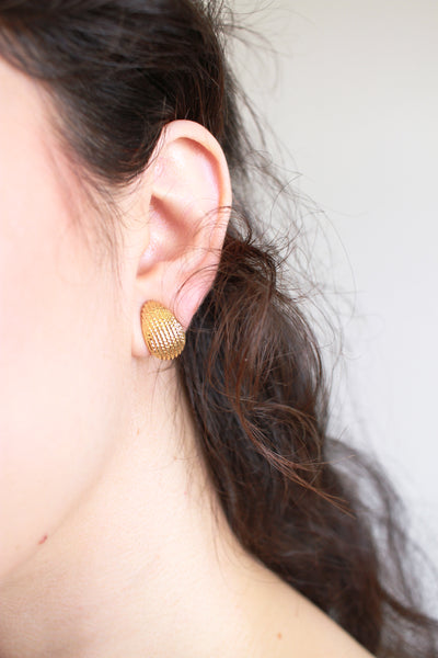 1980s Textured Gold Plated Drop Earrings