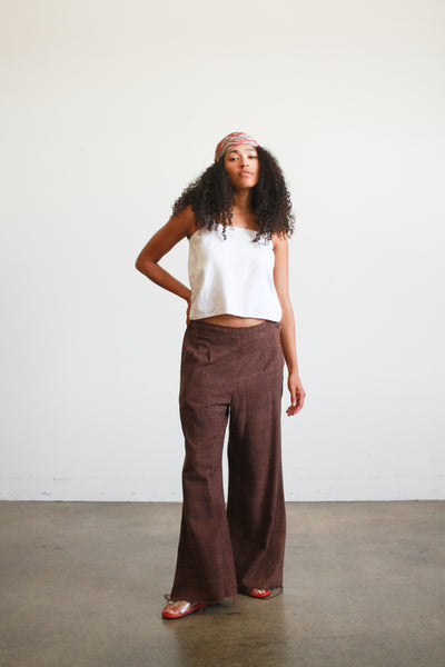 1990s Chocolate Yohji Yamamoto Silk Trousers