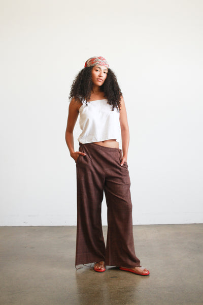 1990s Chocolate Yohji Yamamoto Silk Trousers