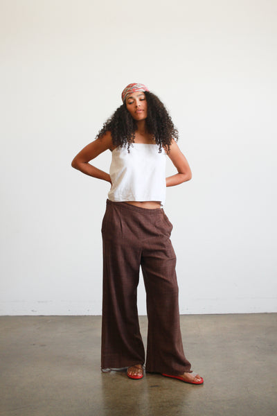 1990s Chocolate Yohji Yamamoto Silk Trousers