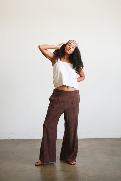 1990s Chocolate Yohji Yamamoto Silk Trousers