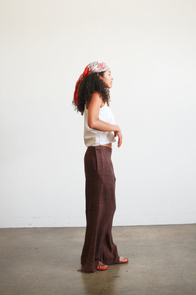 1990s Chocolate Yohji Yamamoto Silk Trousers