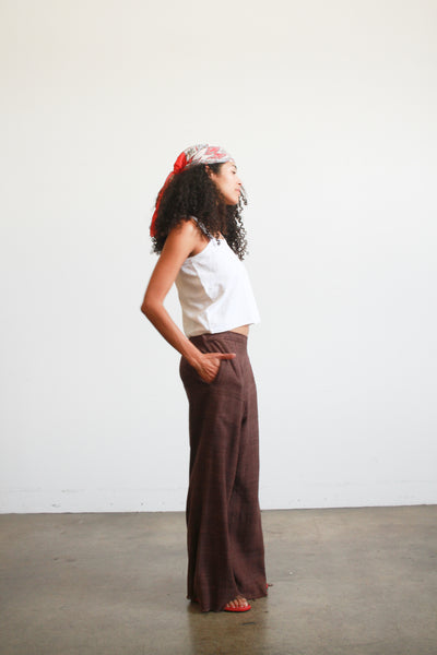 1990s Chocolate Yohji Yamamoto Silk Trousers