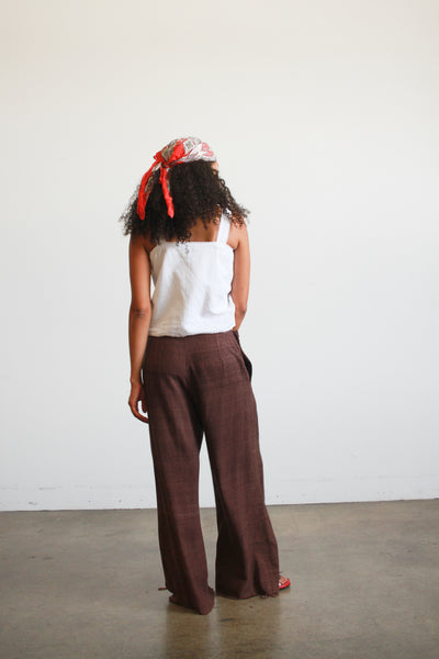 1990s Chocolate Yohji Yamamoto Silk Trousers