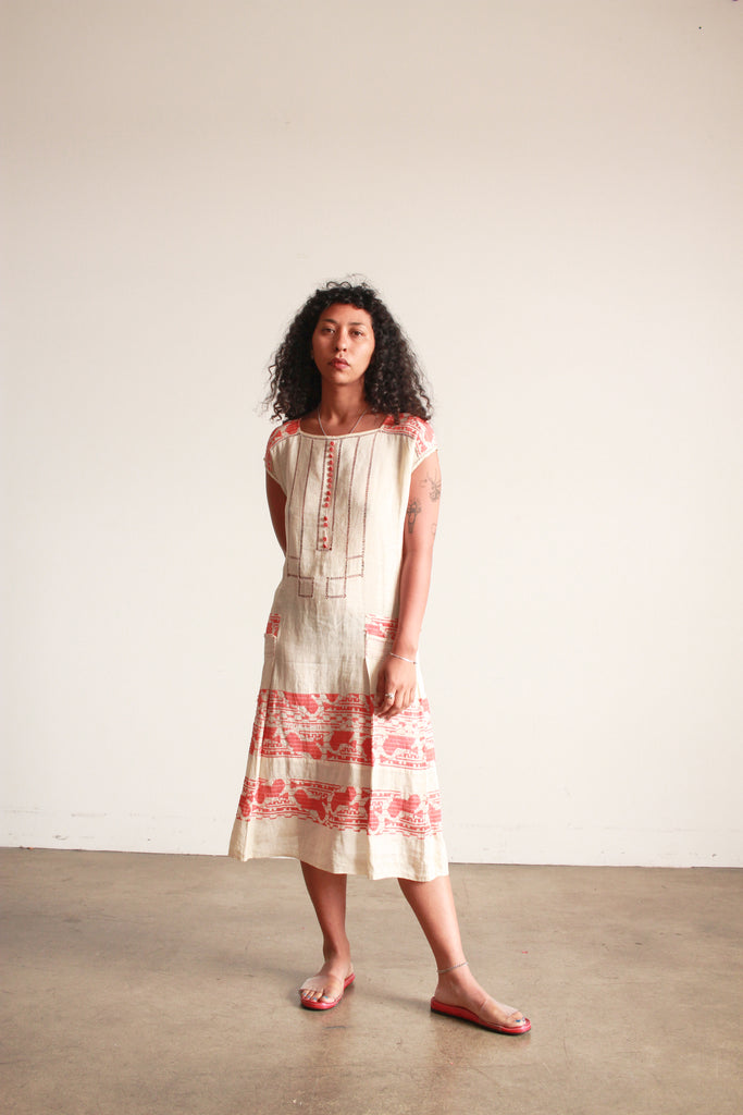 1920s linen dress Vintage 1920s Arts and Crafts Linen Dress
