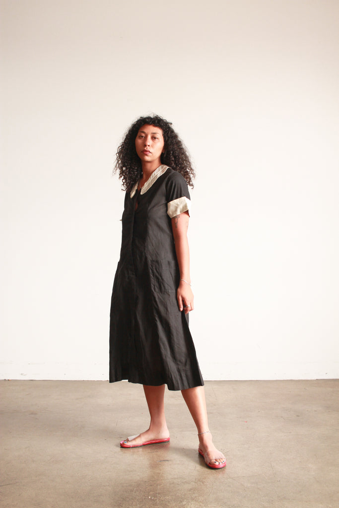 black cotton short sleeve dress Cotton Short-Sleeve Shirt Dress in Dresses & Skirts