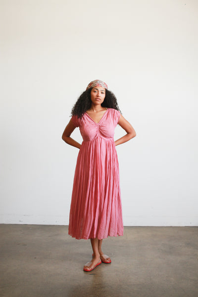 1930s Foxglove Pink Chiffon Smock Dress