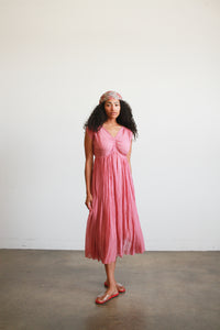1930s Foxglove Pink Chiffon Smock Dress