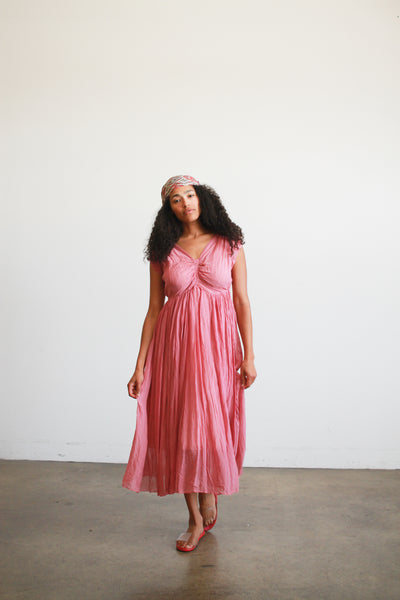 1930s Foxglove Pink Chiffon Smock Dress