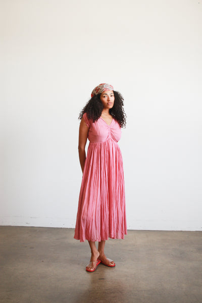 1930s Foxglove Pink Chiffon Smock Dress