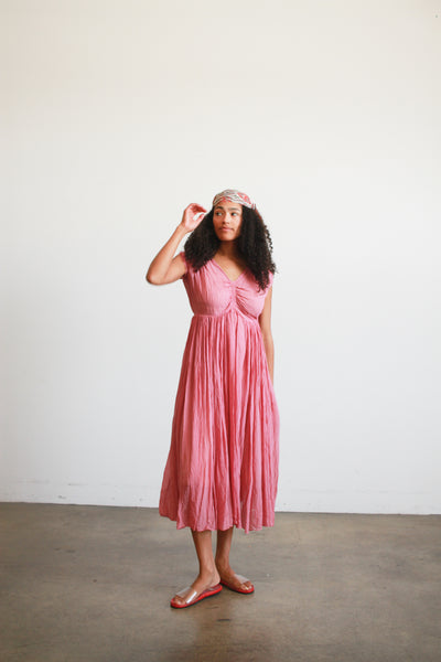 1930s Foxglove Pink Chiffon Smock Dress