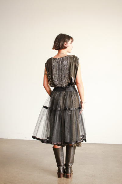 1950s Black Mesh Sheer Crinoline Skirt