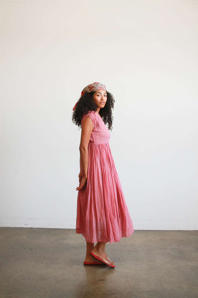 1930s Foxglove Pink Chiffon Smock Dress