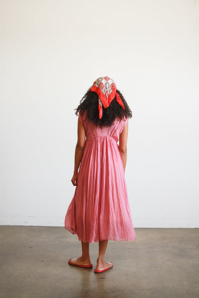 1930s Foxglove Pink Chiffon Smock Dress