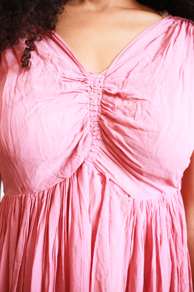 1930s Foxglove Pink Chiffon Smock Dress