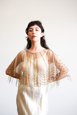 1980s Spiderweb Beaded Mesh Capelet