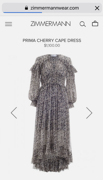 2000s Zimmerman Prima Cherry Print Chiffon Ruffle Dress