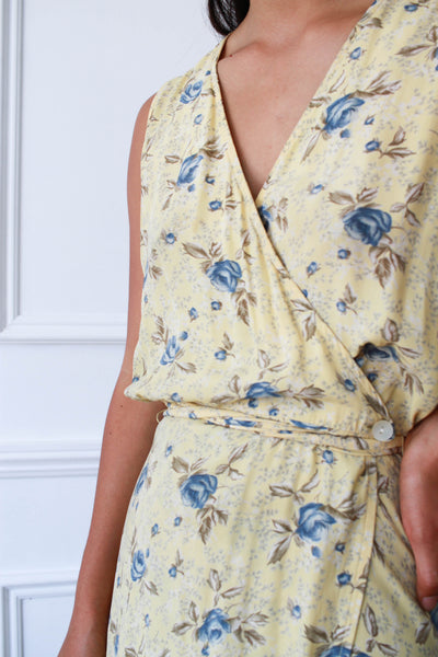 1990s Gap Rayon Floral Wrap Dress