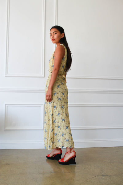 1990s Gap Rayon Floral Wrap Dress