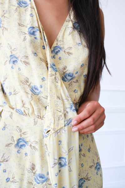 1990s Gap Rayon Floral Wrap Dress
