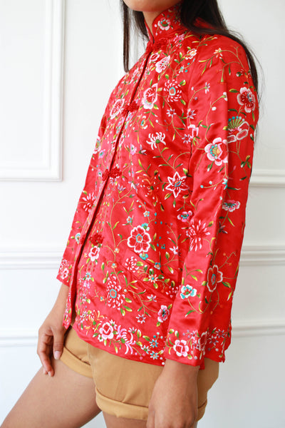 1950s Red Chinese Embroidered Jacket