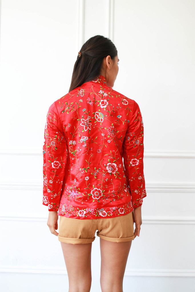 1950s Red Chinese Embroidered Jacket – Blossom Vintage