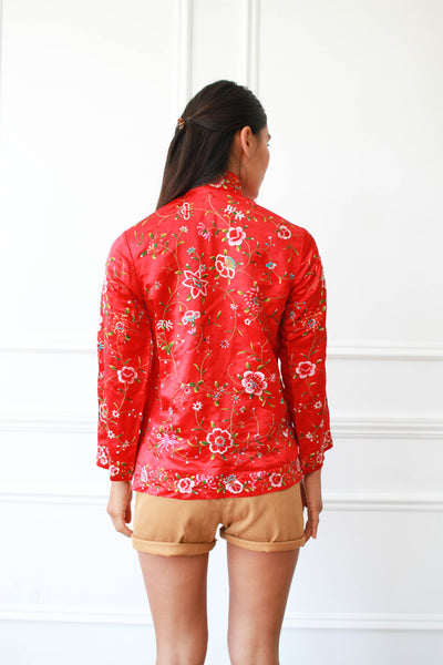 1950s Red Chinese Embroidered Jacket