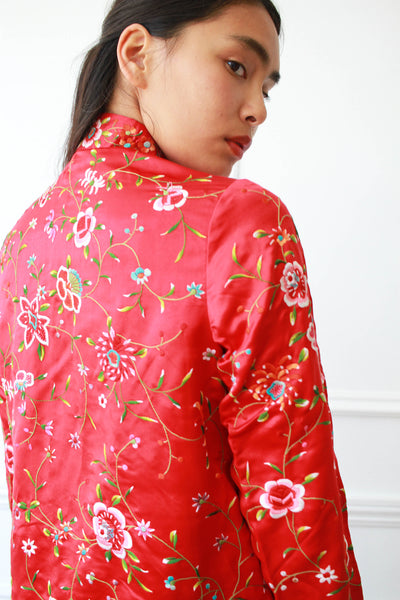 1950s Red Chinese Embroidered Jacket