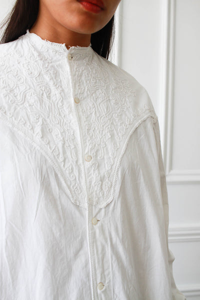 Antique Victorian Embroidered Cotton Night Dress
