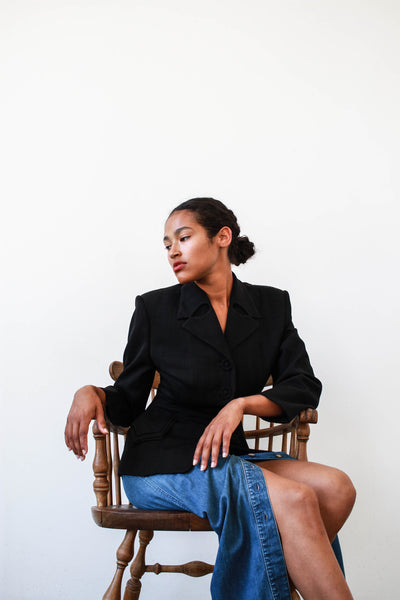 1980s does 1940s Black Norma Kamali Blazer