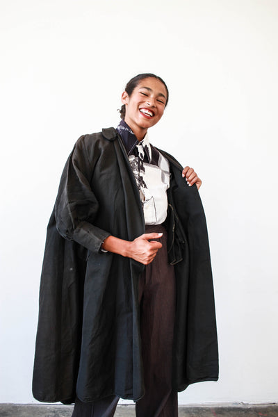 1940s Black Taffeta Coat