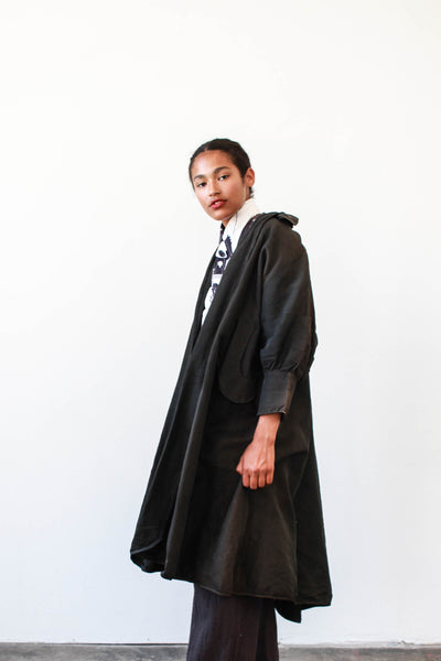 1940s Black Taffeta Coat