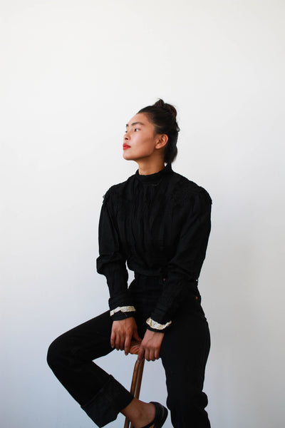 Victorian Black Satin Corset Bodice Jacket