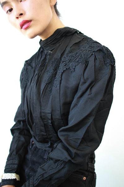 Victorian Black Satin Corset Bodice Jacket