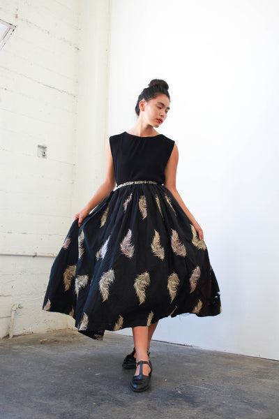 Edwardian Black Silk Embroidered Tulle Skirt