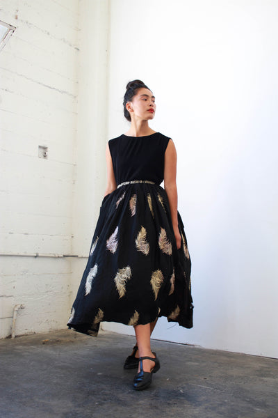 Edwardian Black Silk Embroidered Tulle Skirt