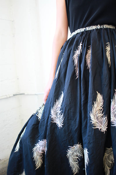 Edwardian Black Silk Embroidered Tulle Skirt