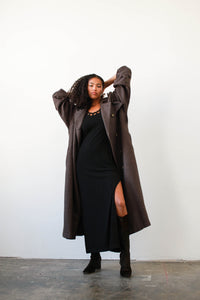 1970s Geoffrey Beene Mauve Houndstooth Wool Coat