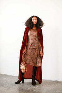 1920s Rust Velvet Long Coat