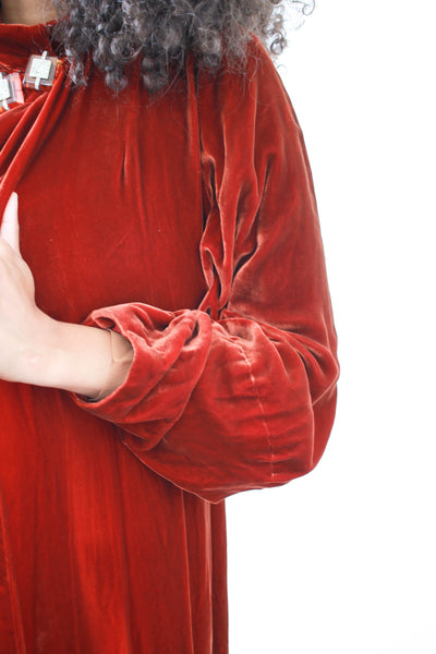 1920s Rust Velvet Long Coat
