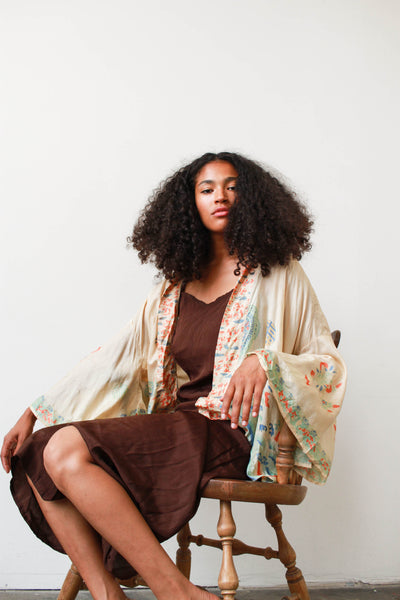 1920s Pongee Silk Print Jacket