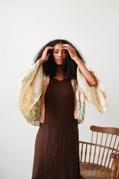 1920s Pongee Silk Print Jacket