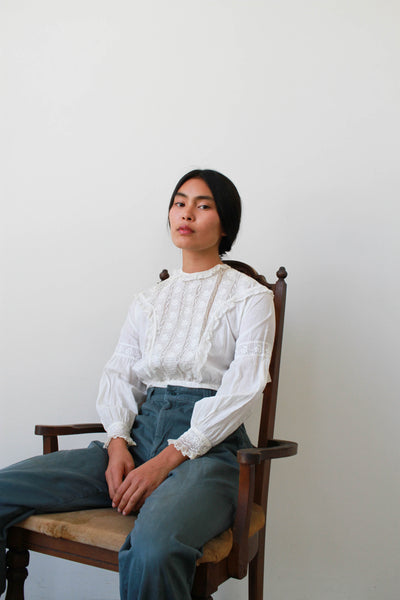 Edwardian White Cotton Lace Blouse
