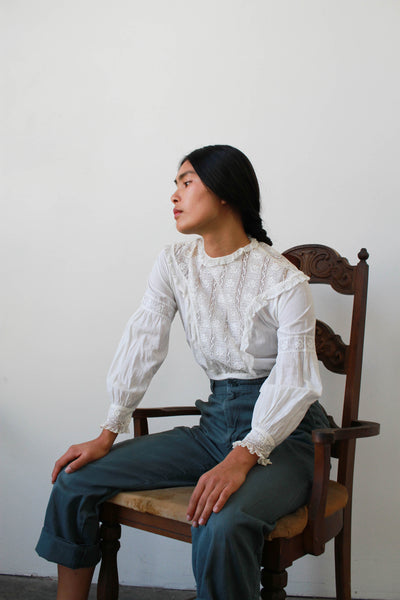 Edwardian White Cotton Lace Blouse