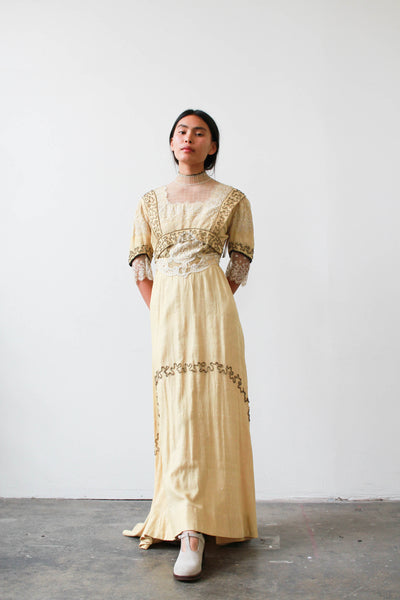 Edwardian Buttercream Titantic Era Lace Dress
