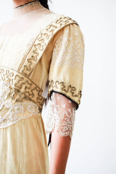 Edwardian Buttercream Titantic Era Lace Dress