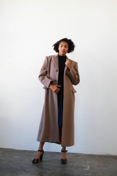 1980s Ralph Lauren Quartz Wool Structured Long Coat